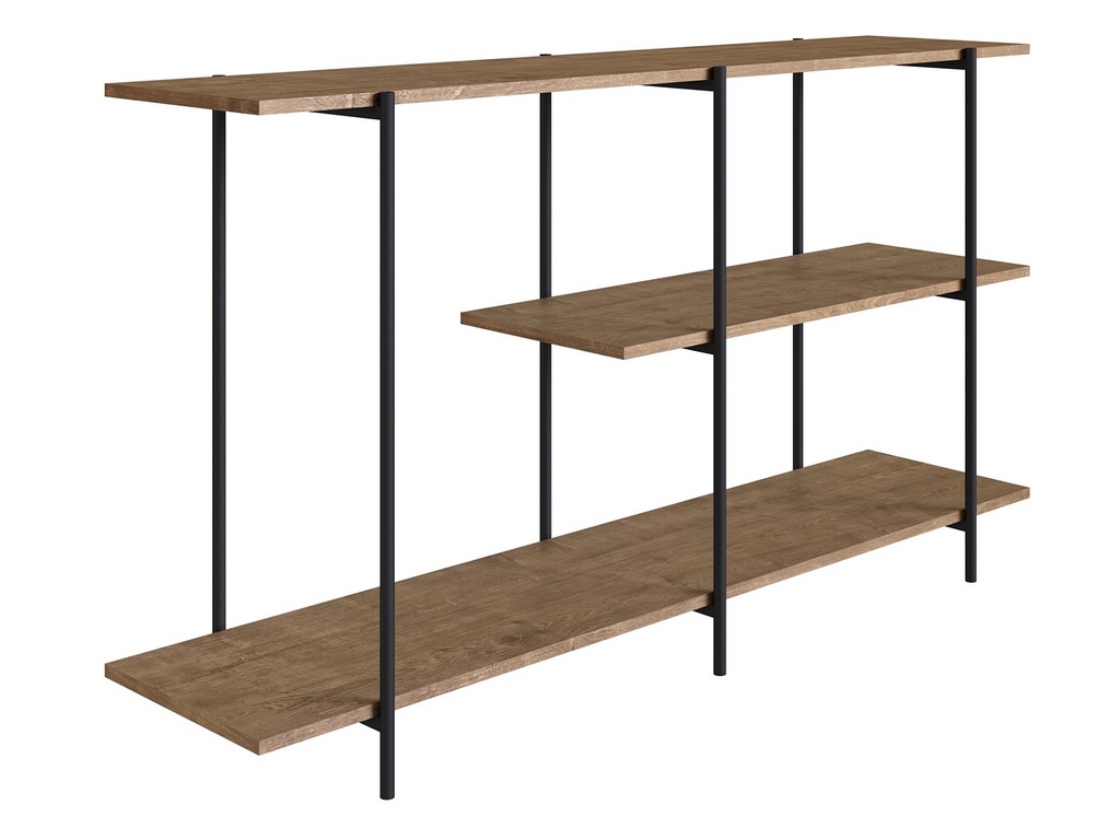 Peak Console Table In Walnut Melamine With Black Painted Metal Frame - Casabianca Kd-b2203wal