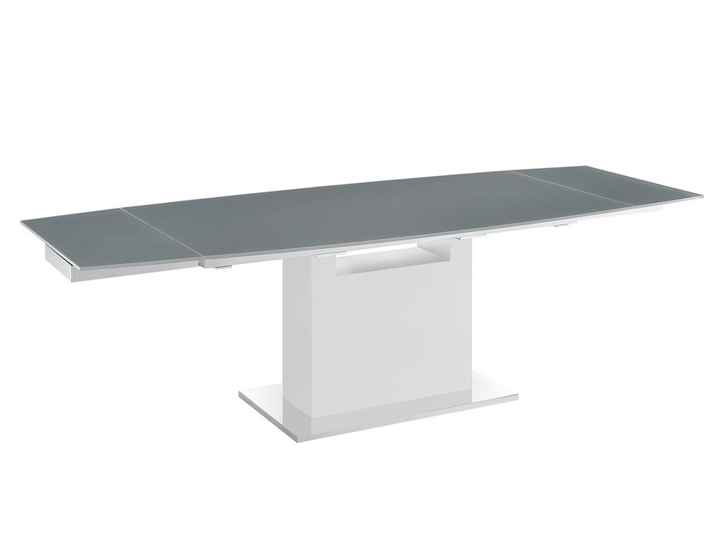Olivia Dining Table In Gray Glass With High Gloss White Lacquer Base - Casabianca Tc-man03whtgry