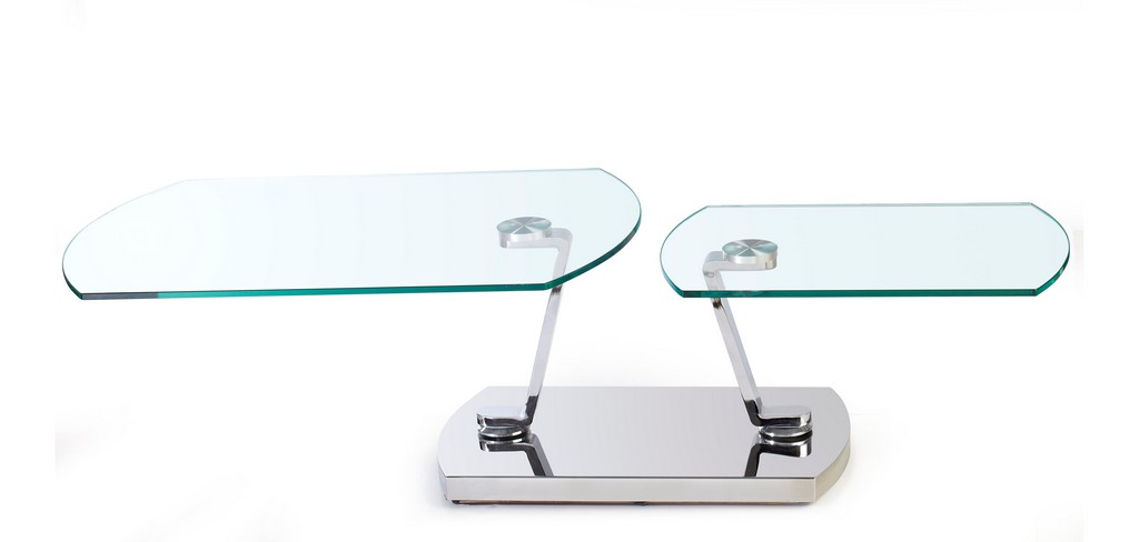 Contemporary Glass Top Motion Cocktail Table - Chintaly 8062-ct