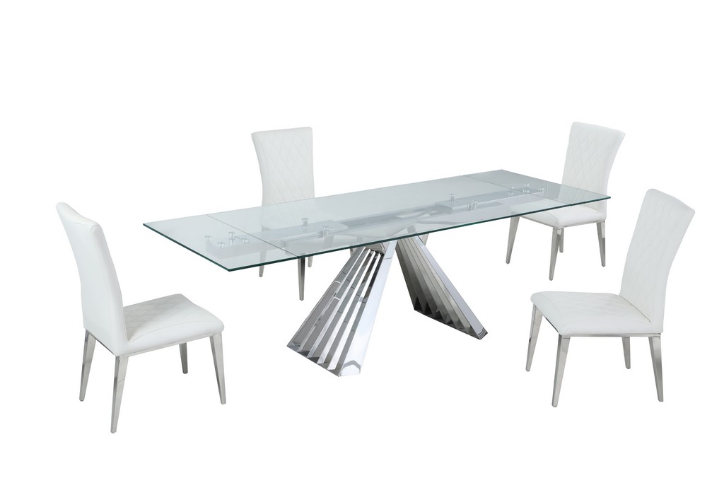 Chintaly Furniture Dining Set Glass Table Chairs