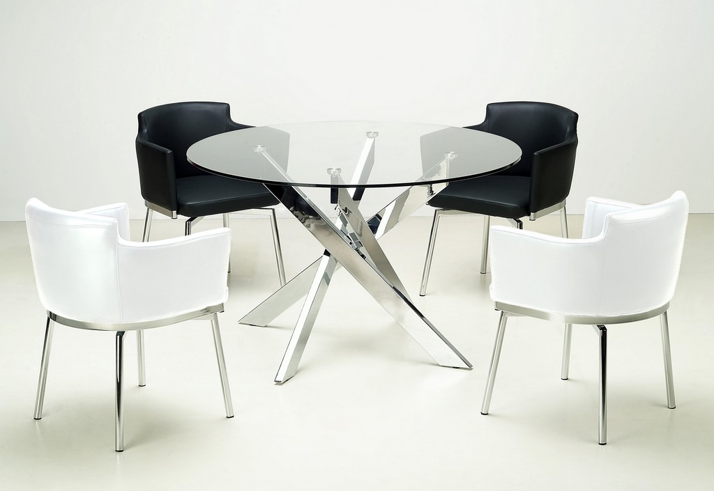 Dining Set Round Glass Table Swivel Club Chairs