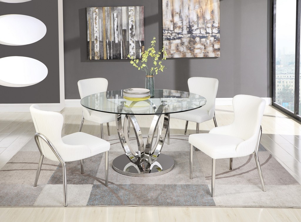 Chintaly Furniture Dining Room Set Glass Table Chairs