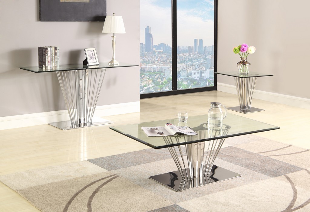 Chintaly Furniture Square Glass Lamp Table