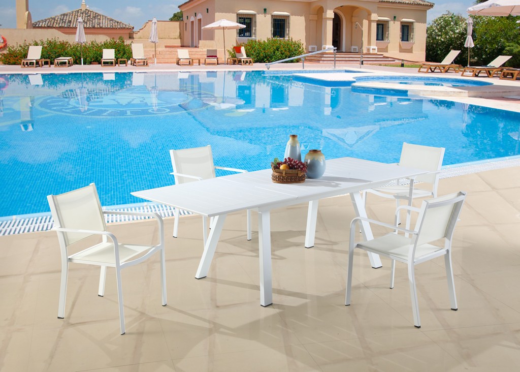 Chintaly Outdoor Dining Set Extendable Table Chairs
