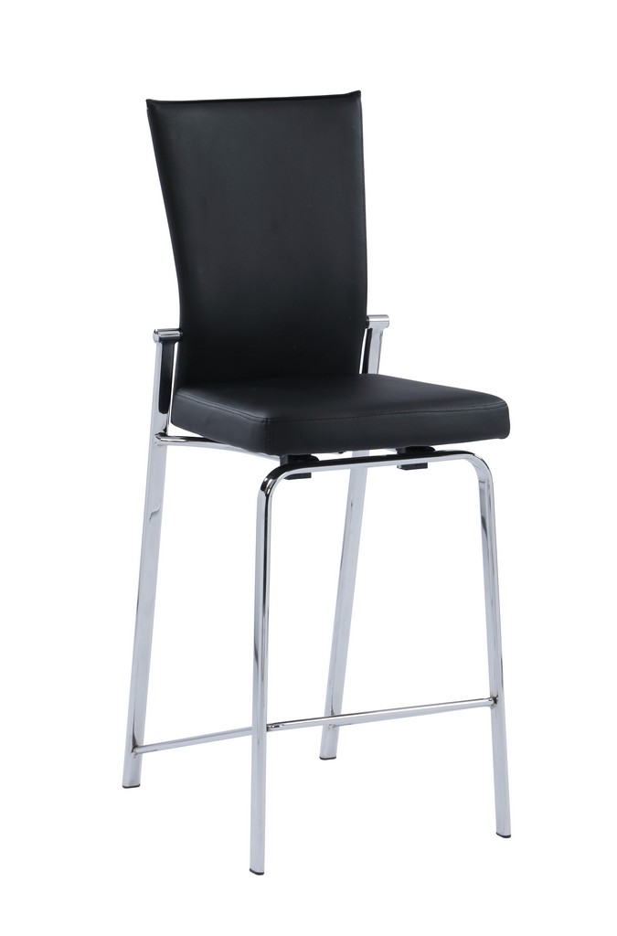 Contemporary Motion Back Bar Stool W/ Chrome Frame - Chintaly Molly-bs-blk-chm