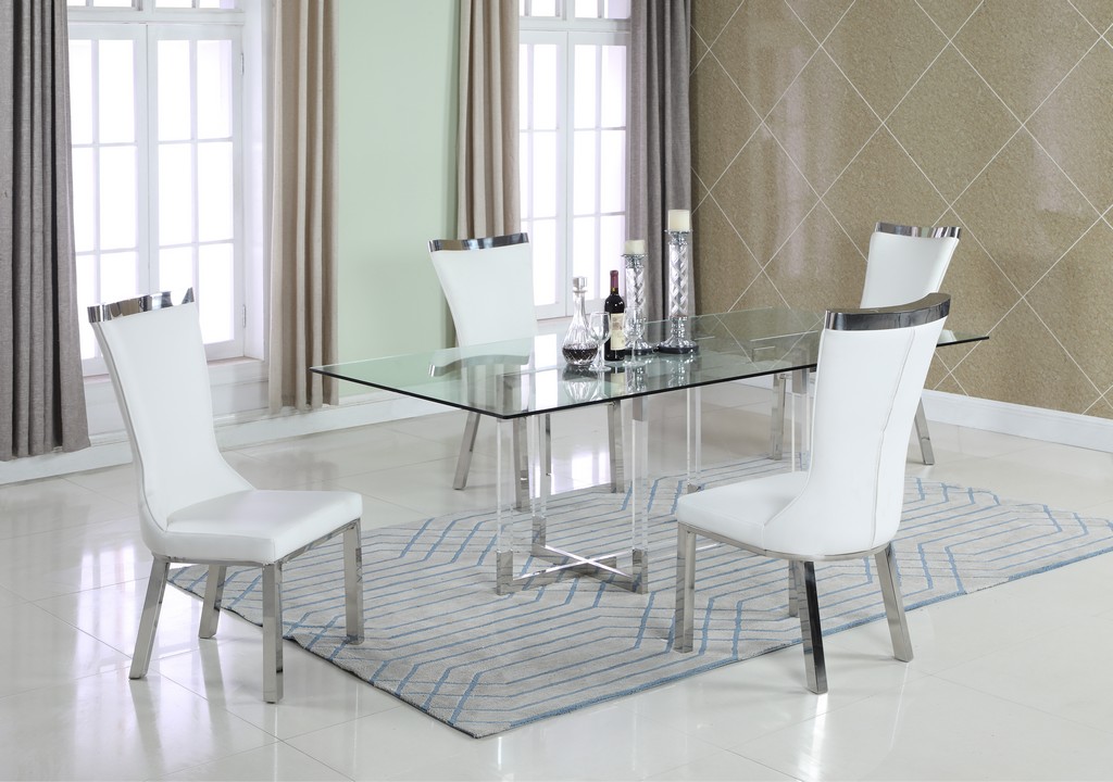 Chintaly Furniture Dining Set Glass Table Side Chairs