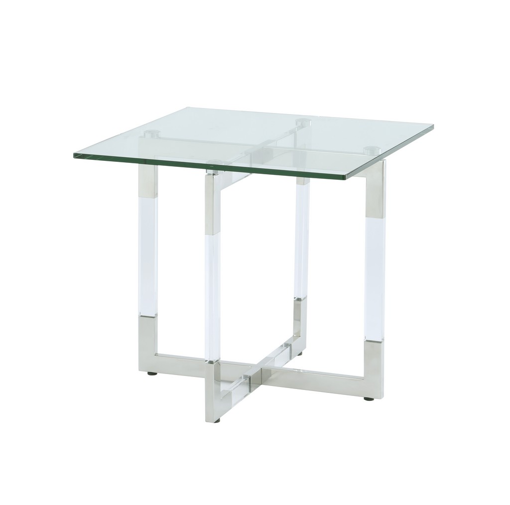 Contemporary Glass Lamp Table W/ Floating Base - Chintaly Yasmin-lt