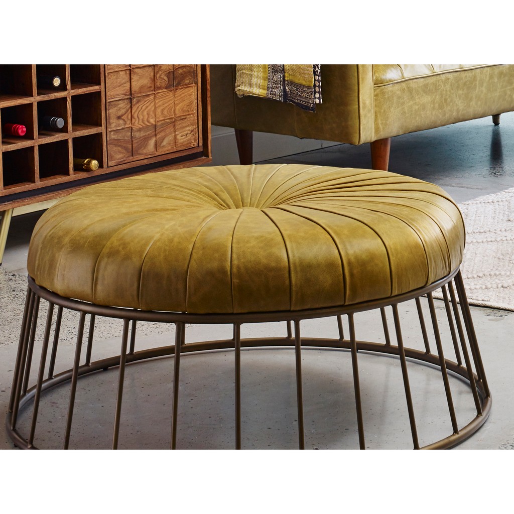 Moes Leather Ottoman