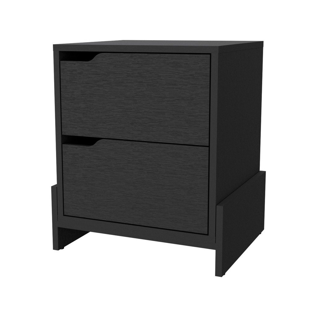 Lovell Nightstand with Sturdy Base and 2-Drawers, Black - FM Furniture FM9010MLW