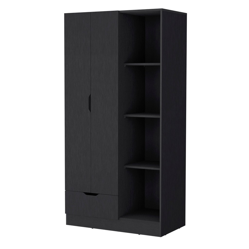 Redmond Armoire with Single Drawer, 4 Storage Shelves and Hanging Rod - FM Furniture FM9030CLW