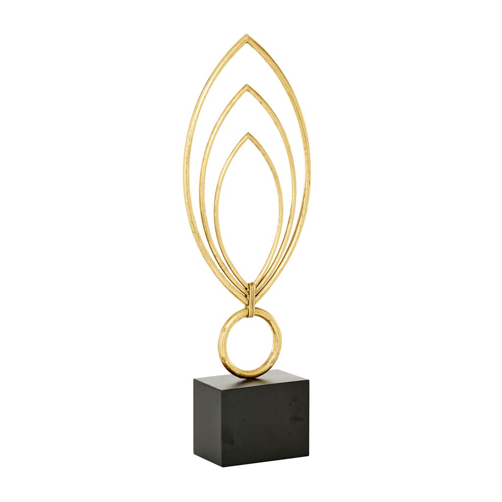 Juniper + Ivory 24 In. x 8 In. Contemporary Abstract Sculpture Gold Metal - Juniper + Ivory 16444