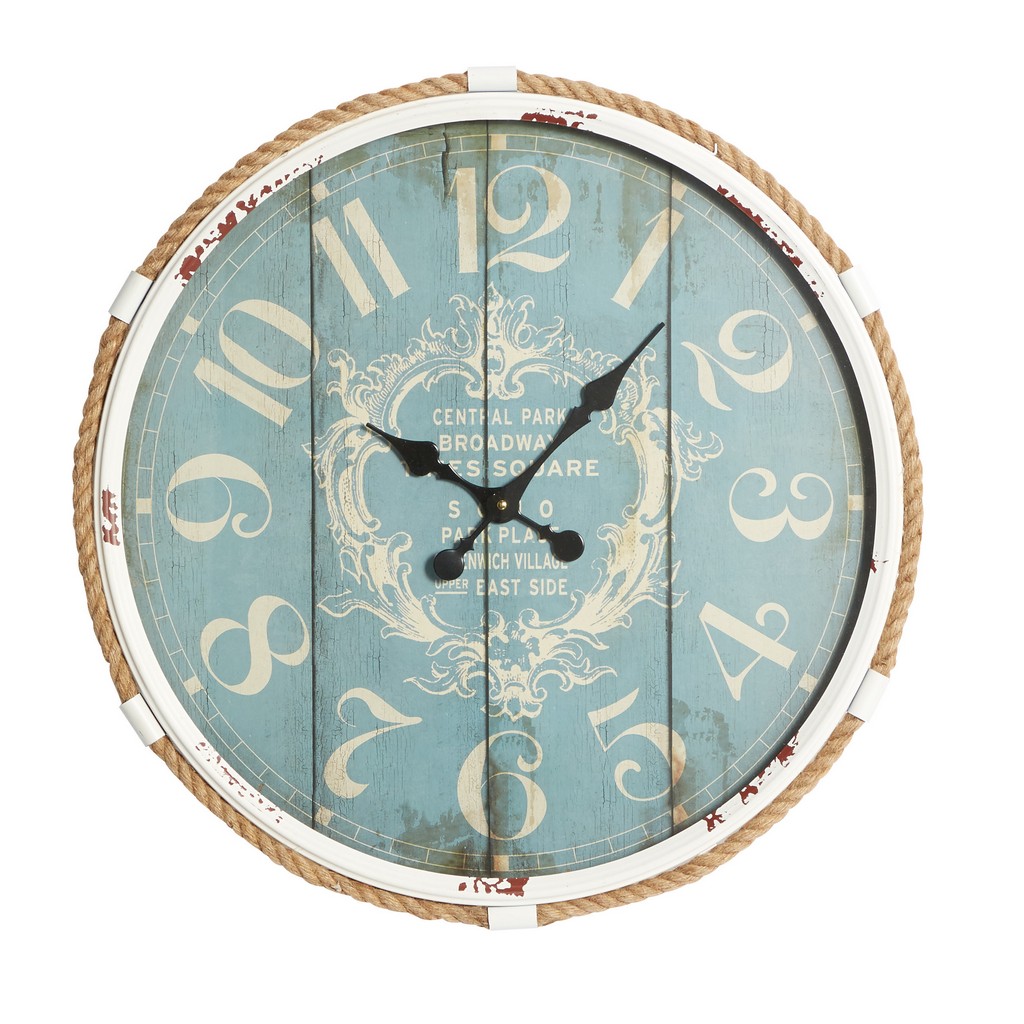 Juniper + Ivory 25 In. x 25 In. Coastal Wall Clock Turquoise Metal - Juniper + Ivory 52556