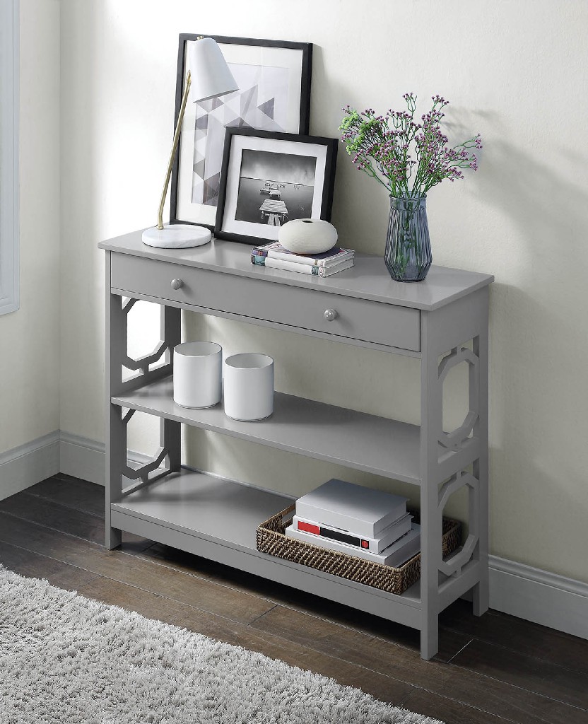Omega 1 Drawer Console Table In Gray - Convenience Concepts 203289gy