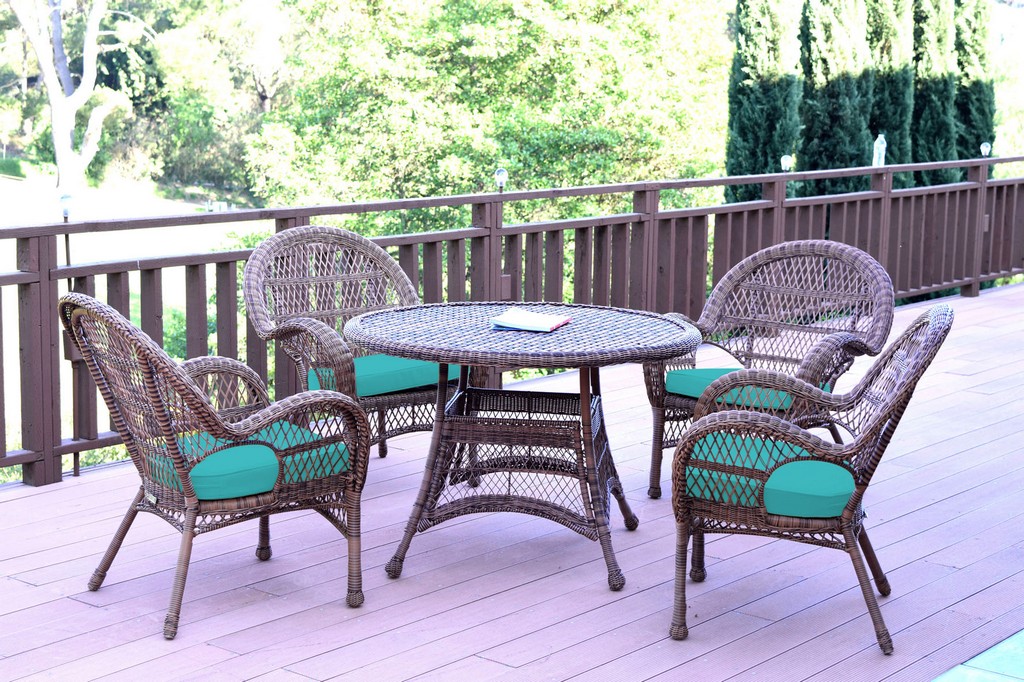 Wicker Dining Set Turquoise