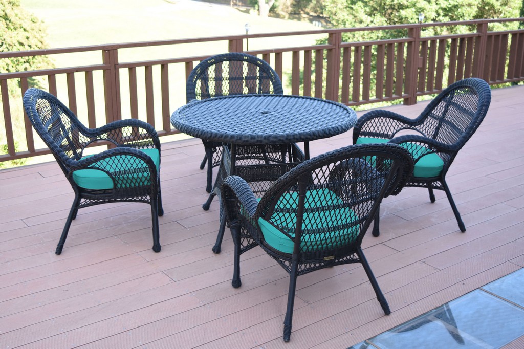Wicker Dining Set Turquoise Jeco Wholesale