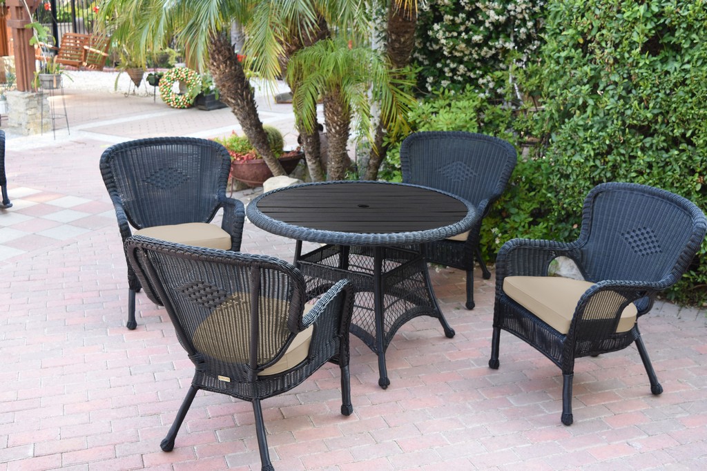 Jeco Wicker Dining Set Top Tan Table Chairs