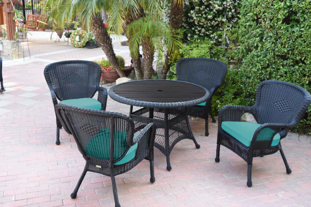 Jeco Wicker Dining Set Top Table Chairs