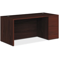 Pedestal Desk File Drawer Right Side Flat Wood Mahogany