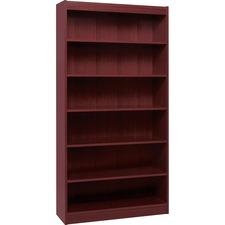 Panel End Veneer Bookcase Shelf Load Mahogany Wood Lorell
