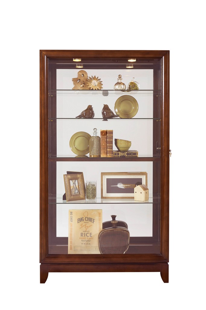 Sliding Door 5 Shelf Curio Cabinet in Deep Brown - Home Meridian 20661