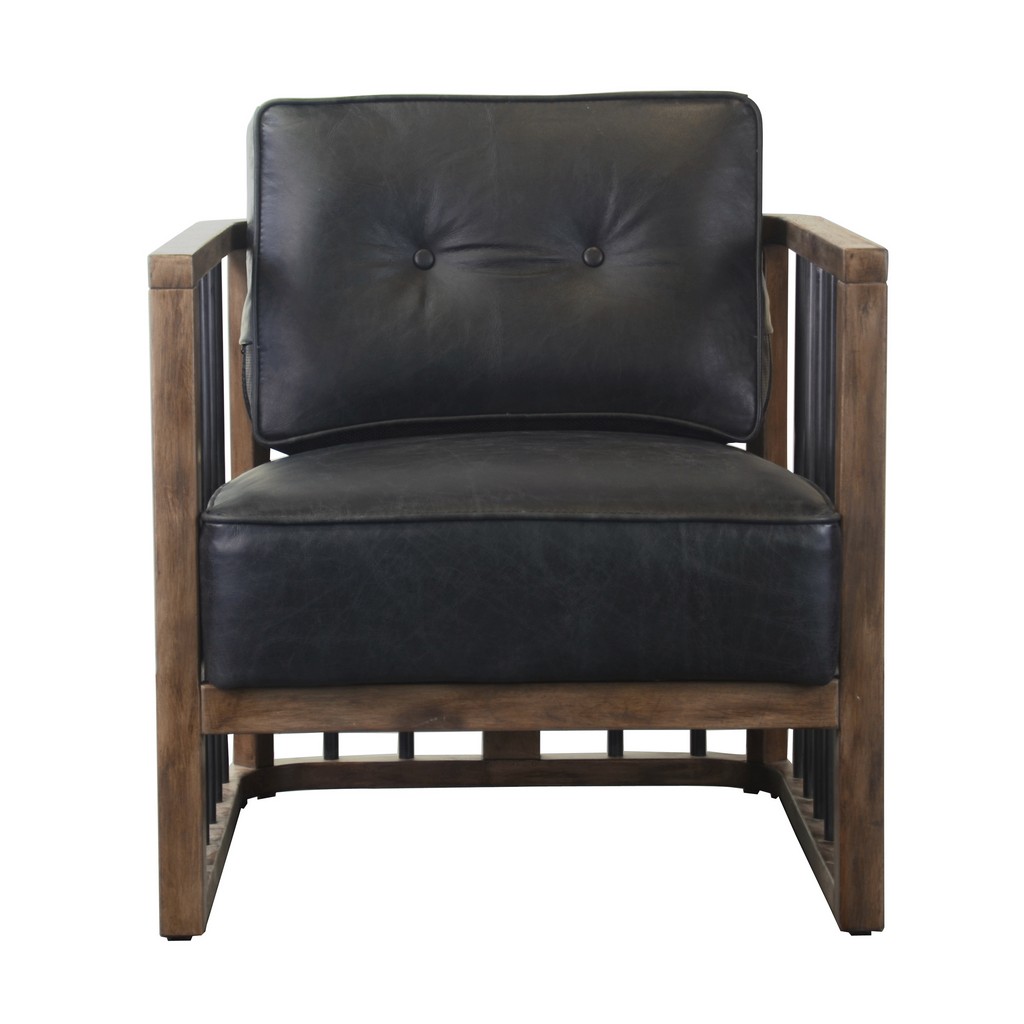Accentrics Furniture Wood Leather Metal Accent Chair