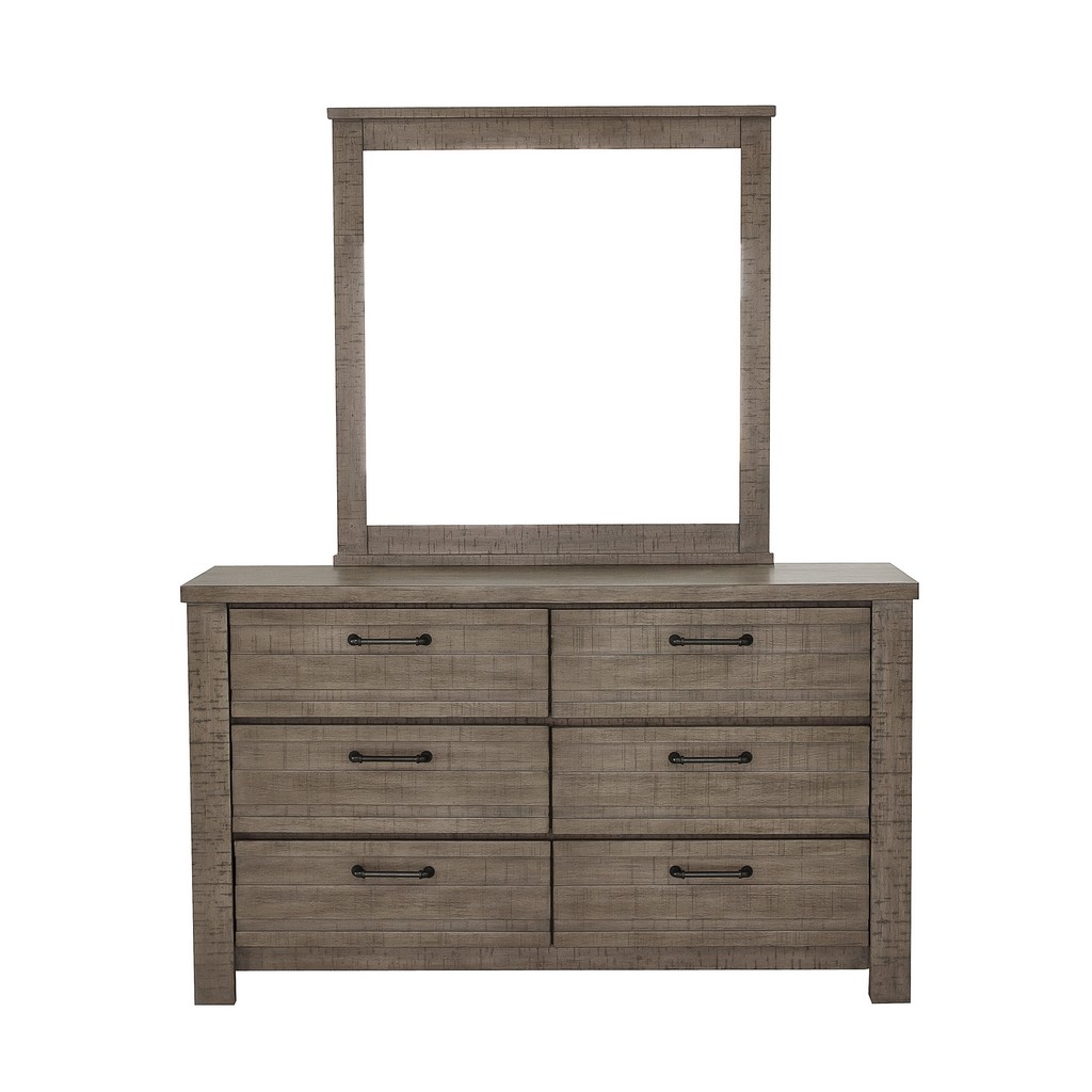 Samuel Lawrence Furniture Ruff Hewn 6 Drawer Dresser in Weathered Taupe - Home Meridian S079-010 Image