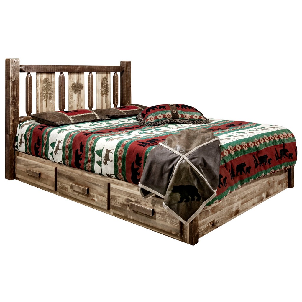 Montana Platform Bed Storage Pine