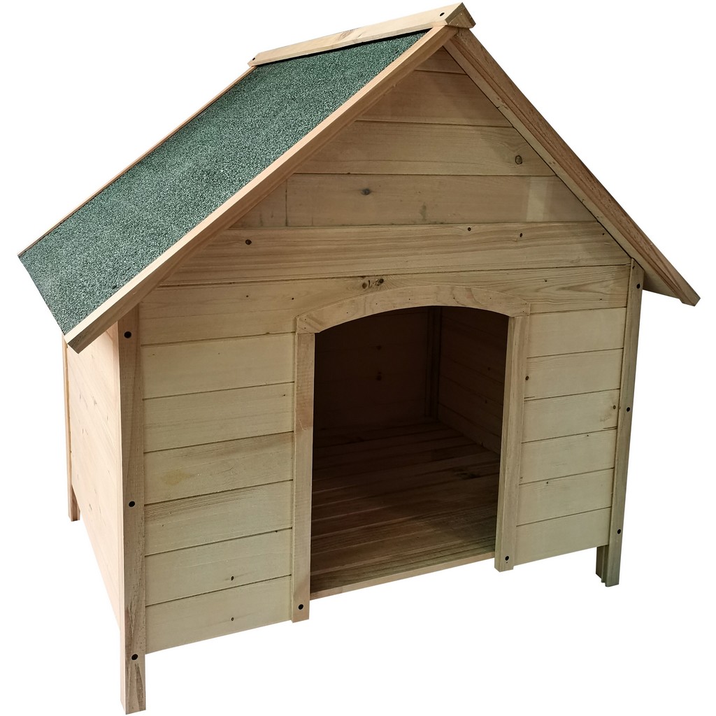 41-In. Tall Outdoor Raised Log Cabin Style Pet House, Natural - CritterSitters CSLRGDHOUSE-NAT1