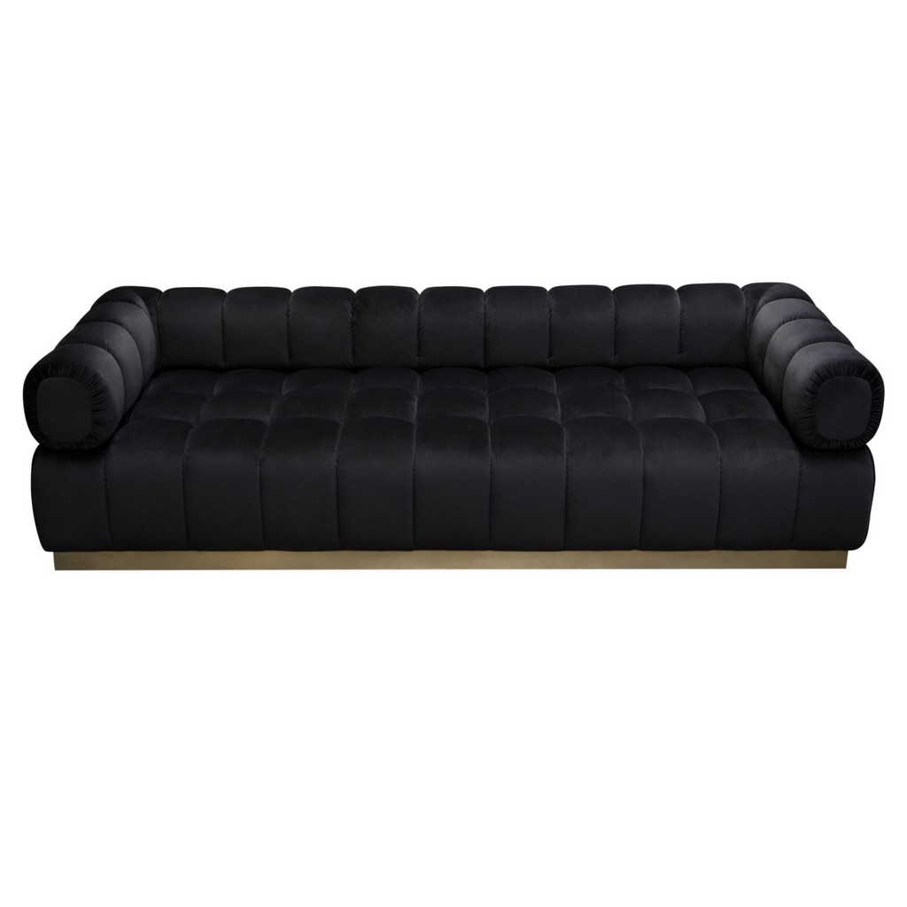 Image Low Profile Sofa In Black Velvet With Brushed Gold Base - Diamond Sofa Imagesobl