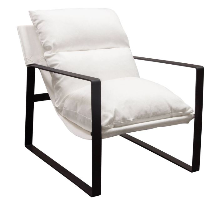 Accent Chair Linen Metal Diamond Sofa