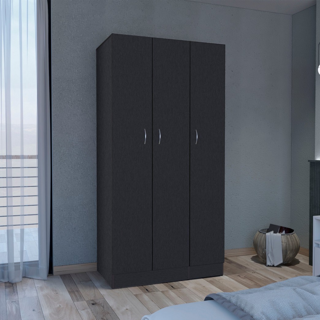 Westbury Wardrobe Armoire with 3-Doors and 2-Inner Drawers, Black - Depot E Shop DE-CLW9032