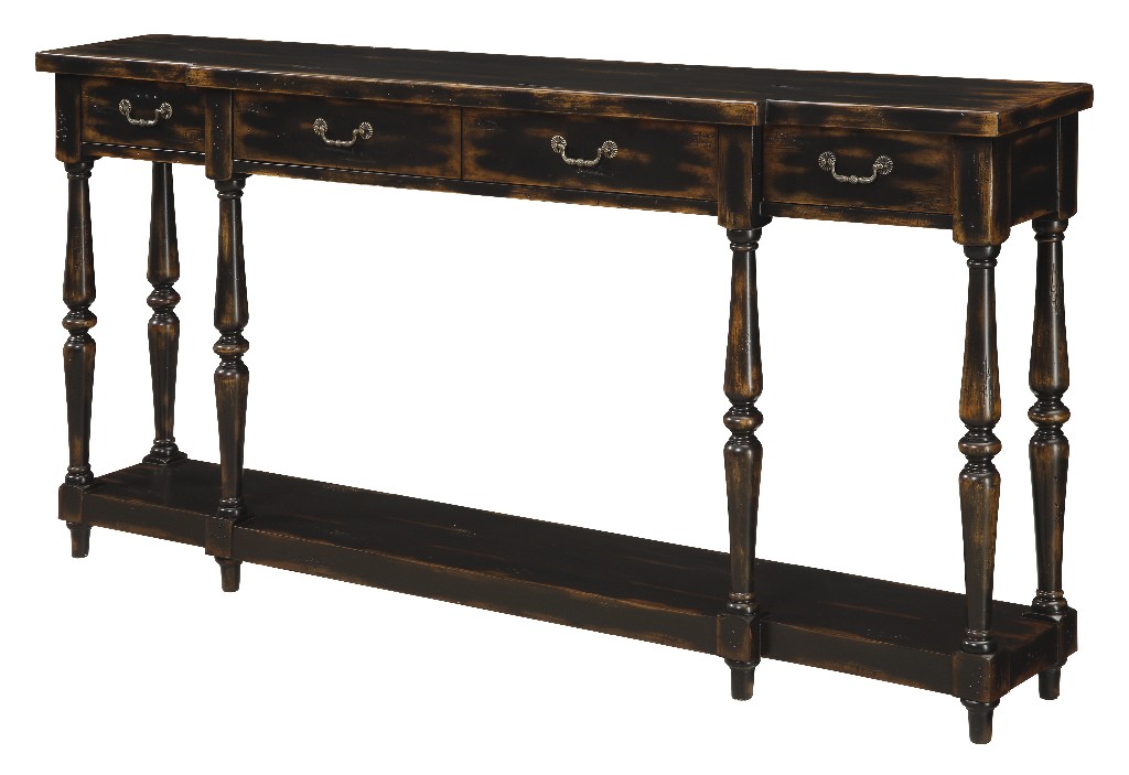 Four Drawer Console Table In Apperson Black Rub-through - Coast To Coast 32094