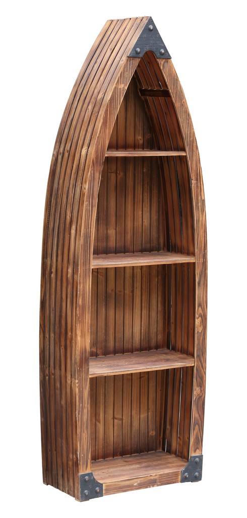 Wood Canoe Shelf Bookcase Wood Crestview