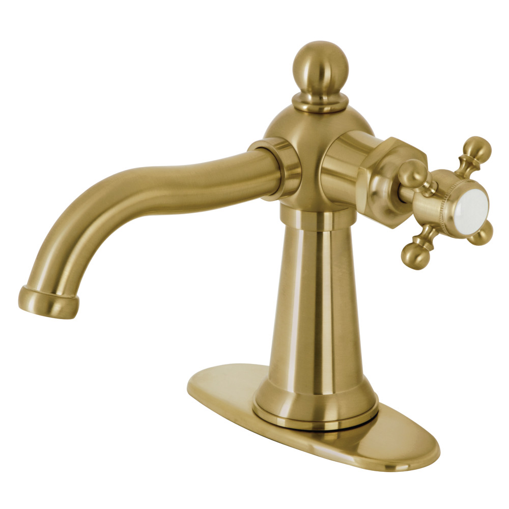 Kingston Brass KSD154BXBB Nautical Single-Handle Bathroom Faucet with Push Pop-Up, Brushed Brass - Kingston Brass KSD154BXBB