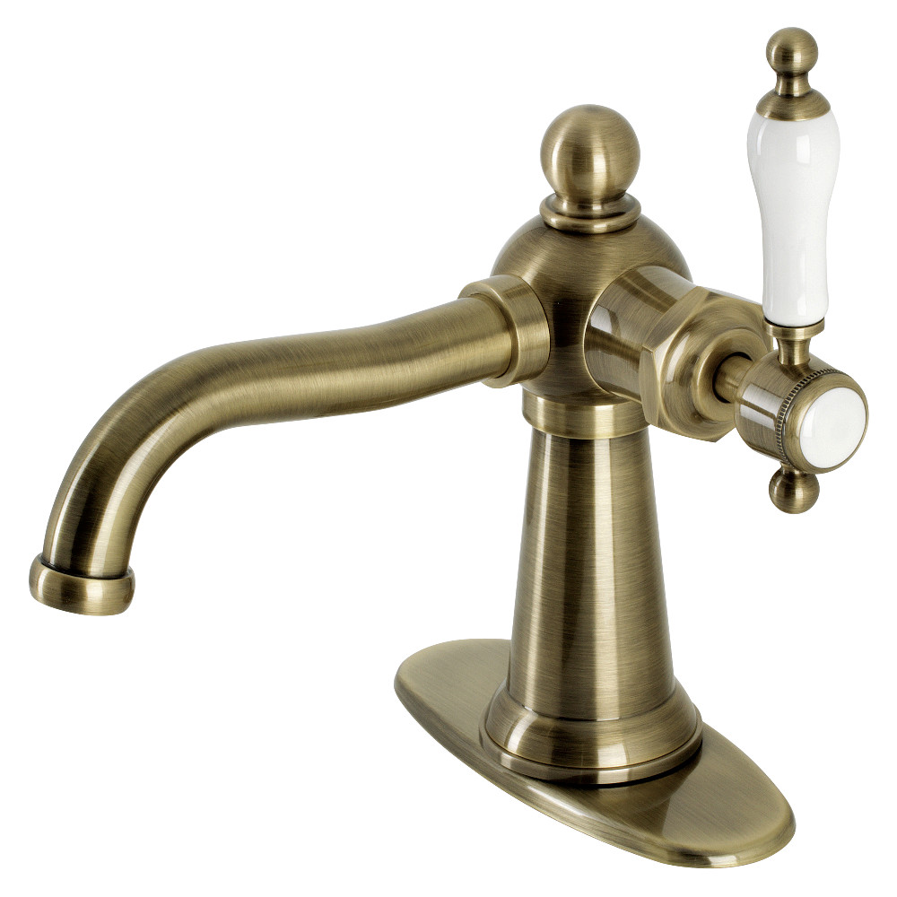 Kingston Brass KSD154KLAB Nautical Single-Handle Bathroom Faucet with Push Pop-Up, Antique Brass - Kingston Brass KSD154KLAB