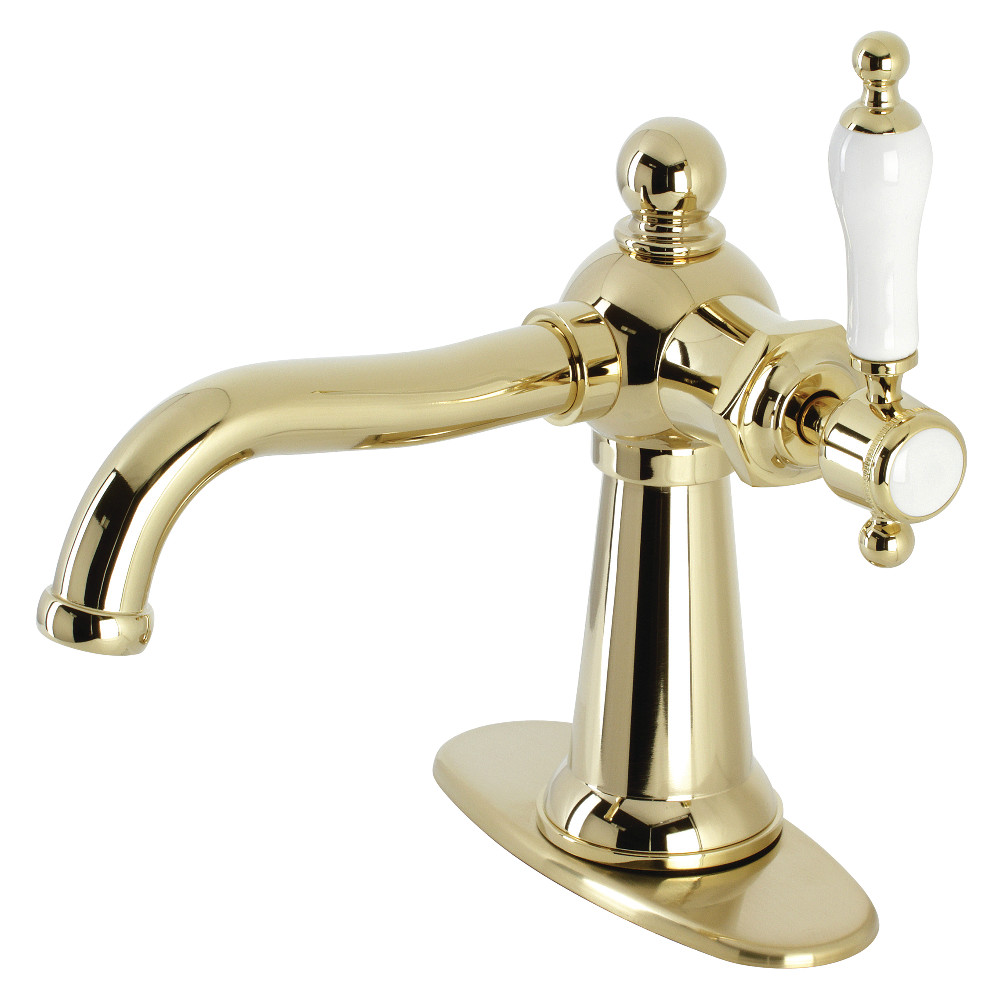 Kingston Brass KSD154KLPB Nautical Single-Handle Bathroom Faucet with Push Pop-Up, Polished Brass - Kingston Brass KSD154KLPB