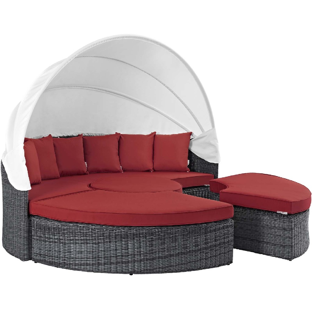East End Imports Canopy Outdoor Patio Sunbrella Daybed Red
