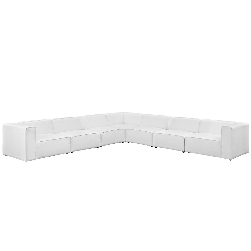Mingle 7 Piece Upholstered Fabric Sectional Sofa Set EEI-2837-WHI - East End Imports Sofas