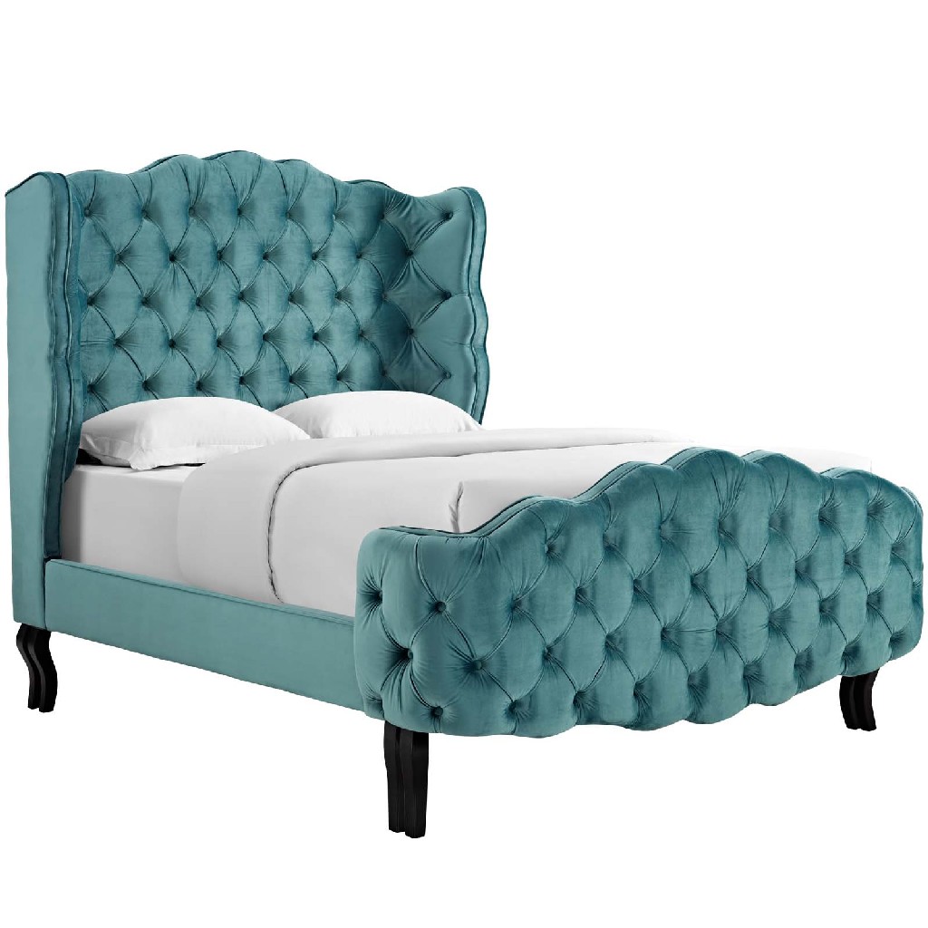 Modway Queen Tufted Platform Bed Sea