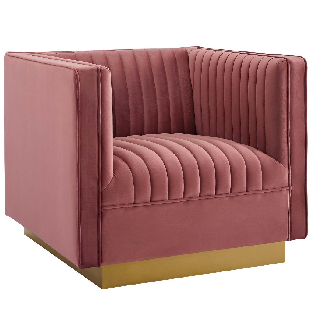 East End Furniture Accent Velvet Armchair Rose