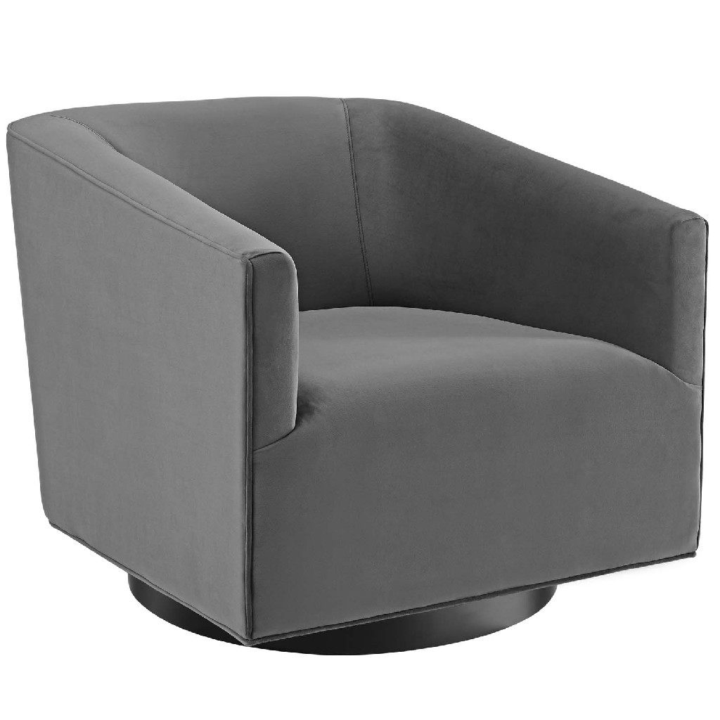 East End Furniture Accent Lounge Velvet Swivel Chair Gray