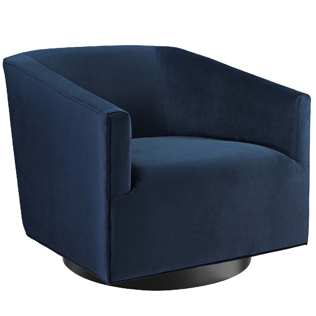 Accent Lounge Velvet Swivel Chair Blue East End