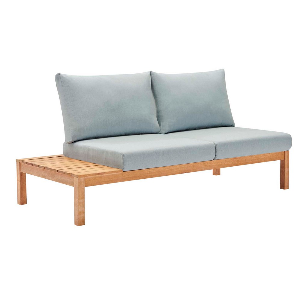Freeport Karri Wood Outdoor Patio Loveseat with Left-Facing Side End Table - East End Imports EEI-3692-NAT-LBU