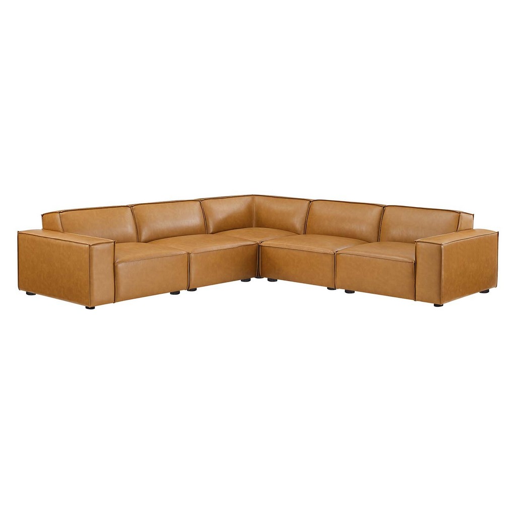 Restore 5-Piece Vegan Leather Sectional Sofa - East End Imports EEI-4712-TAN