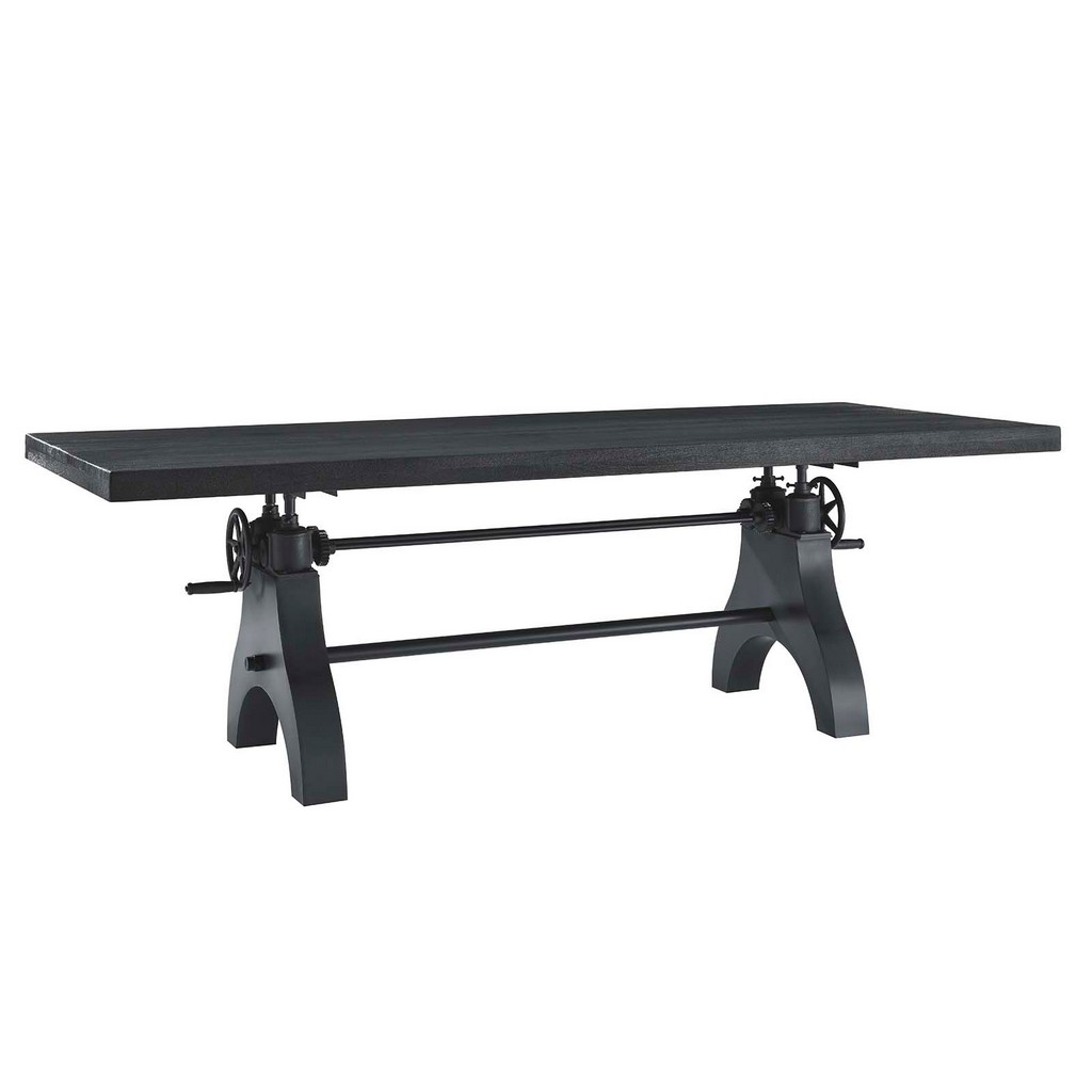 Genuine 96&quot; Crank Adjustable Height Dining and Conference Table - East End Imports EEI-6149-BLK-BLK