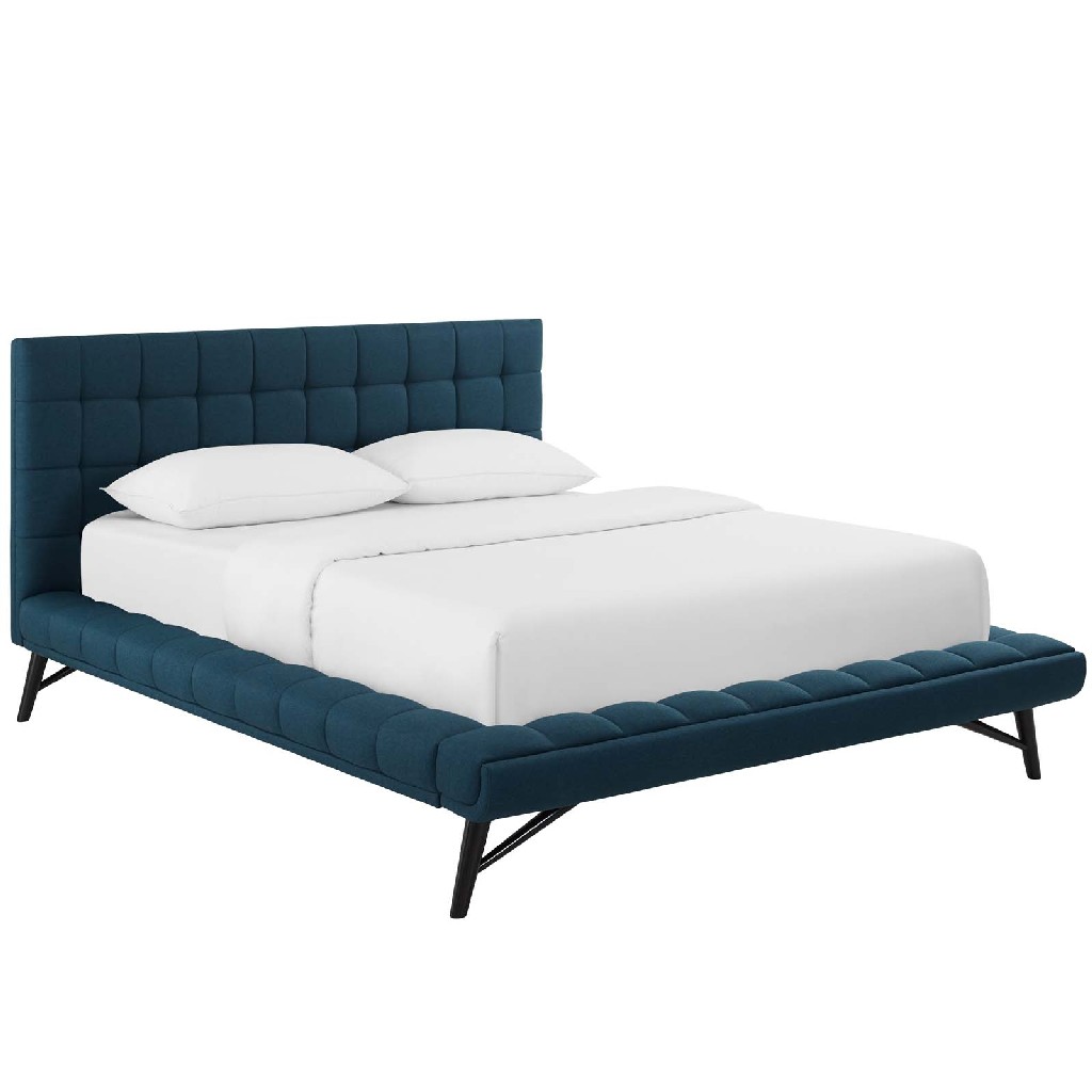 Modway Queen Biscuit Tufted Upholstered Fabric Platform Bed