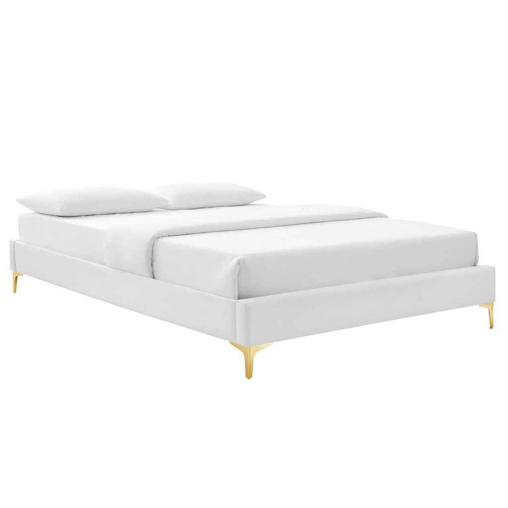 Sutton Queen Performance Velvet Bed Frame - East End Imports MOD-6275-WHI