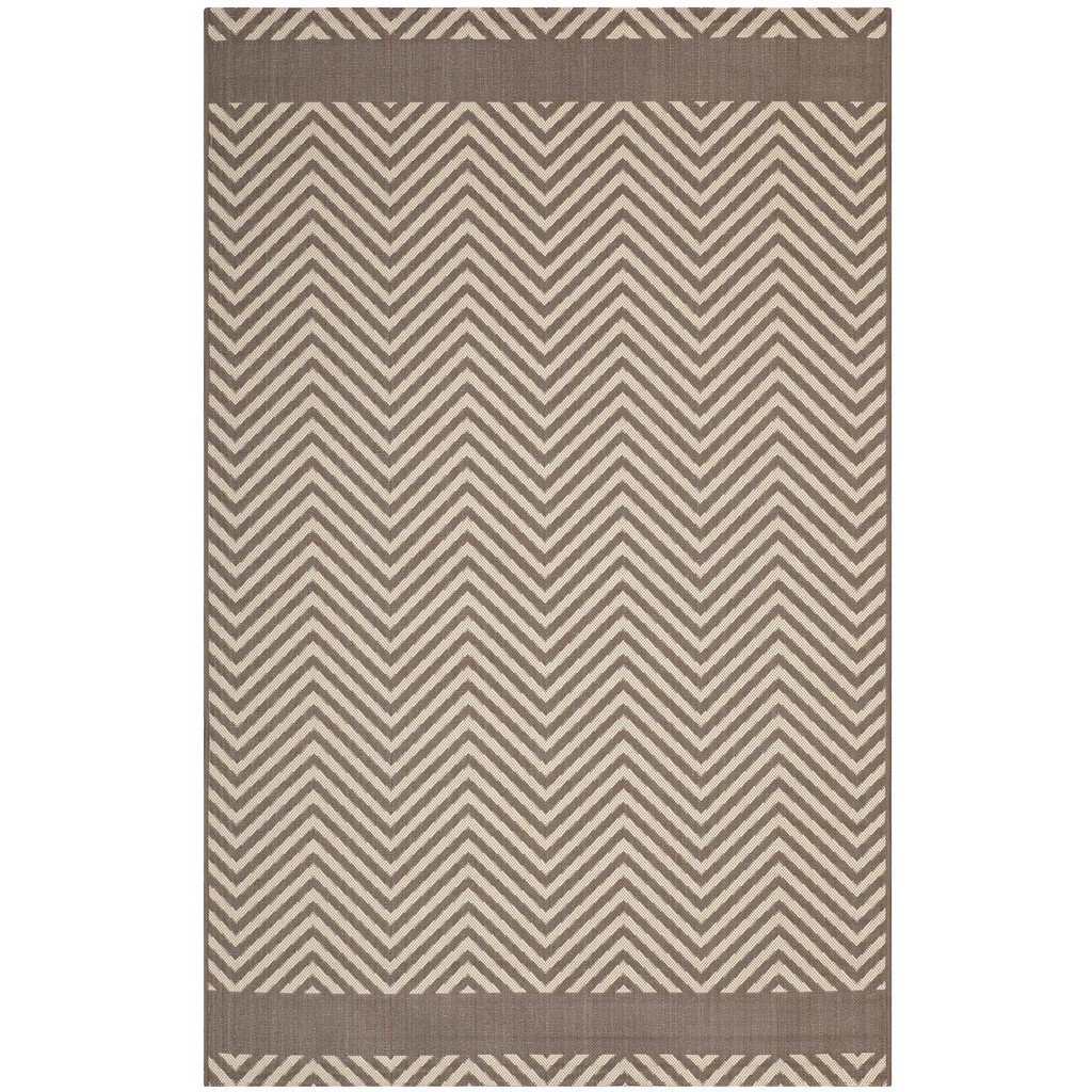 Optica Chevron With End Borders 5x8 Indoor and Outdoor Area Rug - East End Imports R-1141A-58