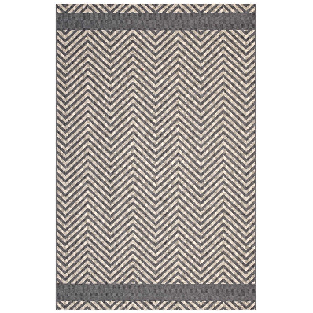Optica Chevron With End Borders 5x8 Indoor and Outdoor Area Rug - East End Imports R-1141B-58