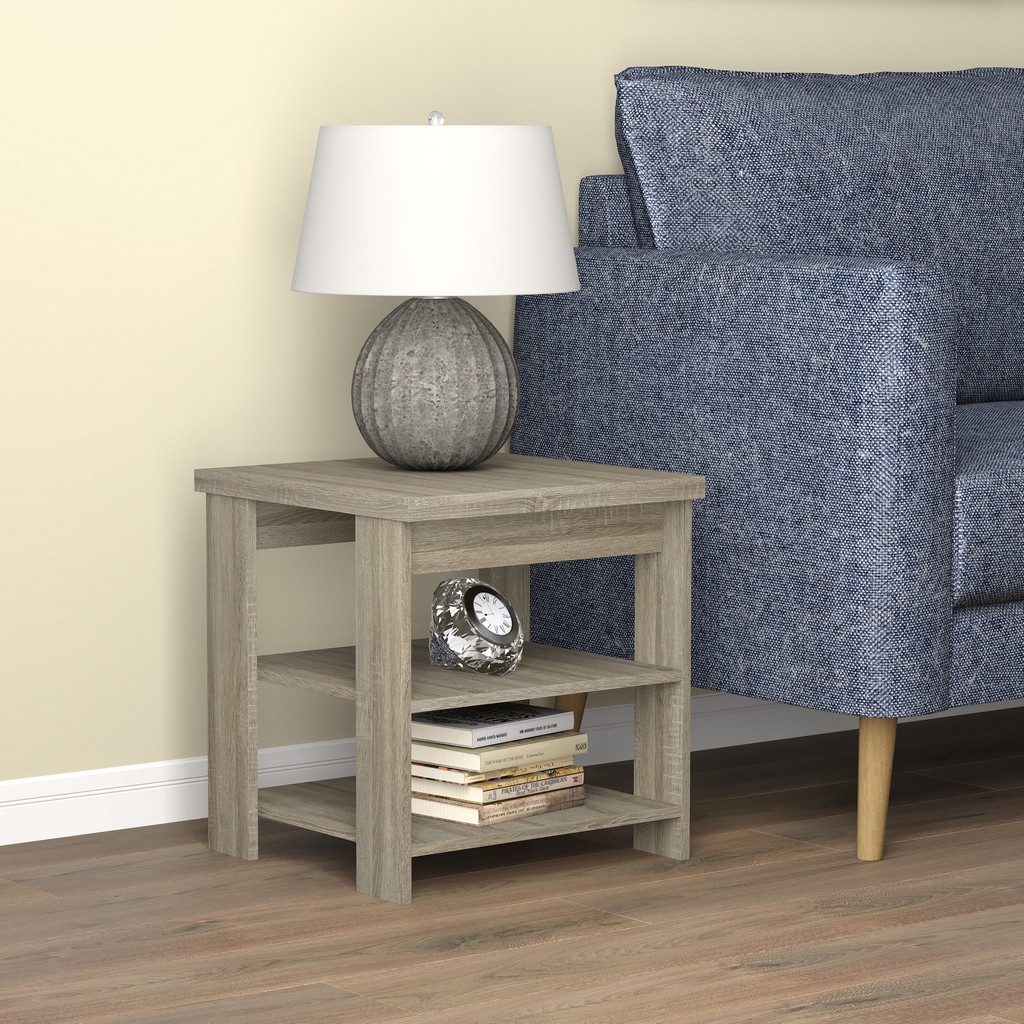 Accent Table Square-19.25&quot;Long/Dark Taupe with 2 Shelves for Living Room - Safdie &amp; Co 81078.Z.05